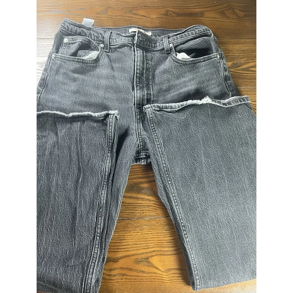 Levis Premium Jeans Womens 32 Black 70s High Flare Distressed Denim Grunge Y2K